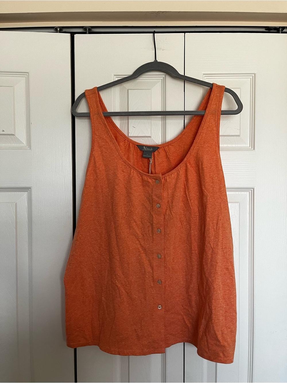 Natural Reflections Orange Button-Front Tank Top